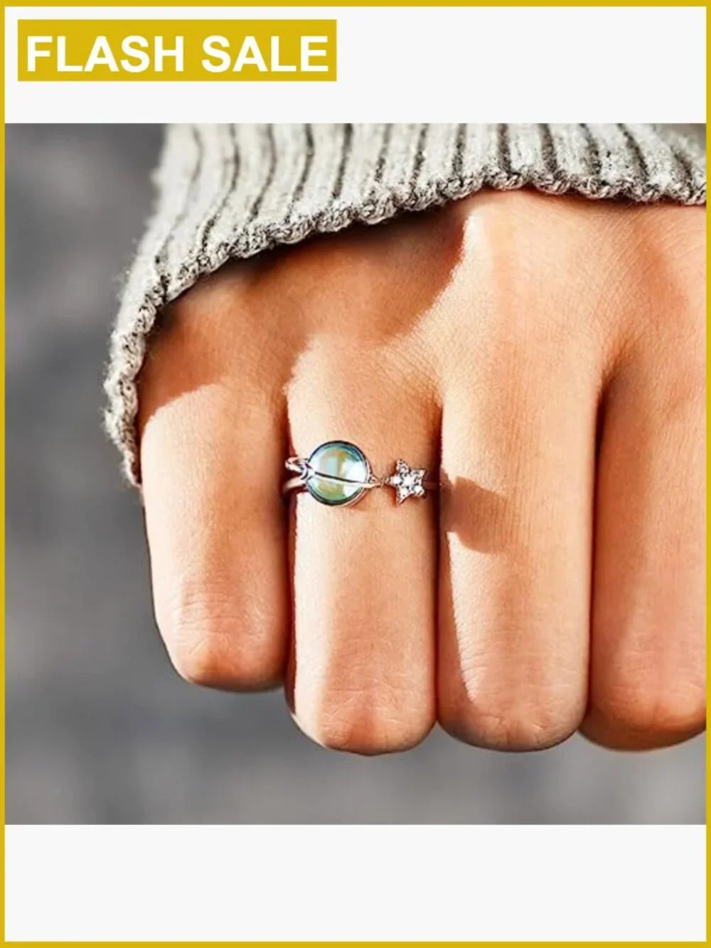 Adjustable Planet Spinner Ring - Anxiety Relief Fidget Ring for Women